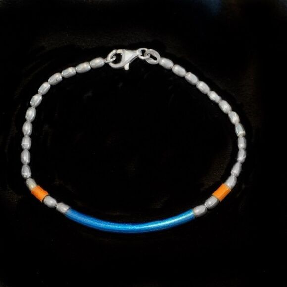 Sterling silver beaded turquoise coral bracelet - Picture 6 of 6